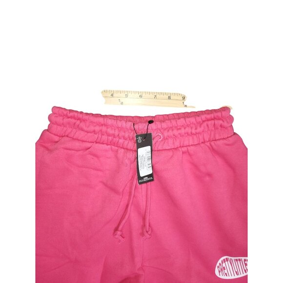 PrettyLittleThing Dark Rose Womens Sweat Shorts Small Printed Logo Elastic Waist - Picture 7 of 9